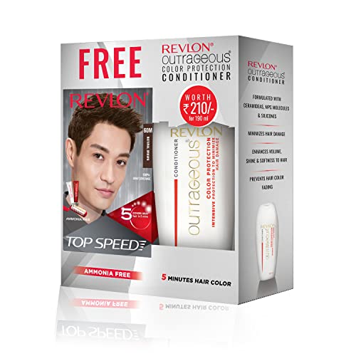 Image of Revlon Top Speed Hair Color For Woman - Natural Brown 60M (with Outrageous Conditioner 190 ml)