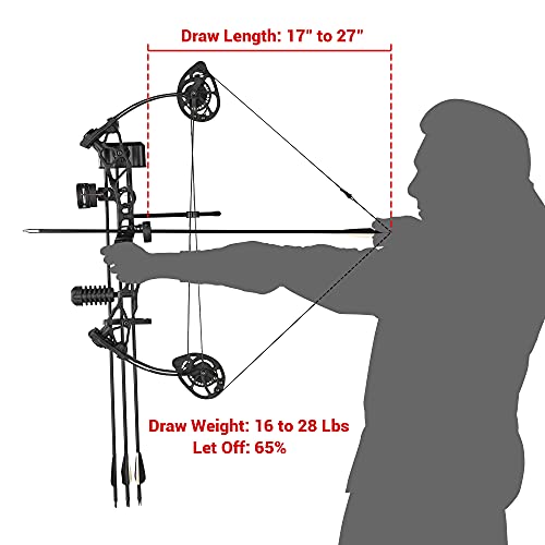 Aw Youth Compound Bow Kit 16 To 28 Lbs Draw Weight Arrows Archery Outdoor Hunting, For Teenagers Young Archers Or Beginners #TOP6