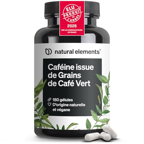 Gélules de caféine – 200 mg de caféine naturelle/gélule – 180 gélules – alternative naturelle aux comprimés de cafeine – végane, hautement dosé – produit et contrôlé en laboratoire en Allemagne