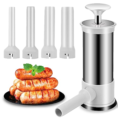 Sausage Stuffer with 4 Different Inches Stuffing Tubes, Manual Sausage Maker, Homemade Sausage Machine Making Kit, for Home Camping Outdoor Grill BBQ(2.2LB) by VANEME - Used condition - US$13.99