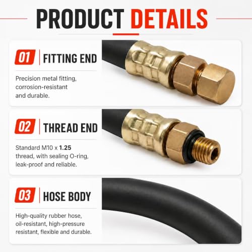 Image of HON1010 10mm Oil Drain Hose Compatible with Hon-da GX110, GX120, GX160, GX200 GX240, GX270, GX340, GX390, GC160 Series Engines M10x1.25 mm (2-Pack)
