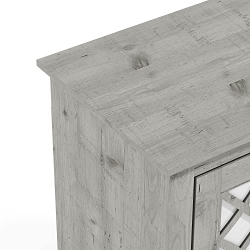 Galano Millicent 3 Door Accent Cabinet With Storage - Modern Distressed Oak Finish - Entryway - Foyer Or Living Room - Easy Assembly - Acrylic Mirror Doors - Mexican Grey #TOP7