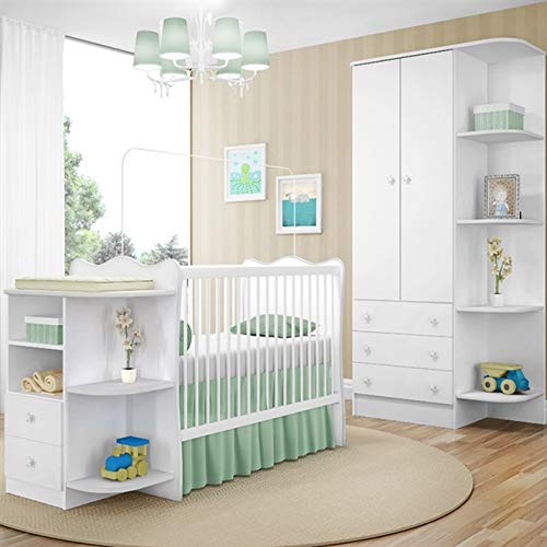 Jogo De Quarto Infantil 3 Peças Doce Sonho QMOVI - Branco Branco
