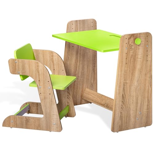 Image of Alex Daisy Texas Height Adjustable Kids Study Table & Chair Set | Non-Toxic Safe Material | Soft Coated Premium Finish | Engineered Wood Kids Study Desk (Green)