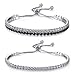 Produktbild Yolistar Damen Armband, Armband mit Verstellbar Kristall Zirkonia, Schmuck aus Zirkon 2 in 1 Mädchen Charm Armkette, Schwarz und Weiß / Weiß 2 Stück, Jubiläum Geburtstag Hochzeitsgeschenk