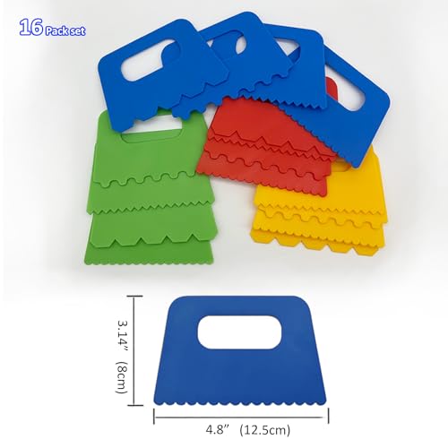 Lependor Paint Scrapers Kit, 16Pcs Paint Scraper Tool for Arts Crafts DIY Paint Scraping Learning Knife Pottery Kids Play Oil Children Painting Tools Drawing Acrylic Putty - 16 Packs