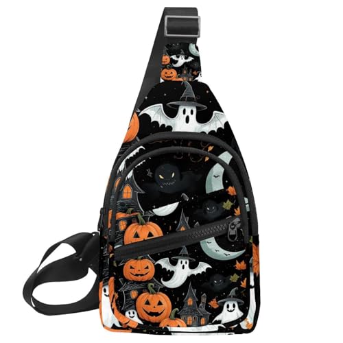 Petit sac à dos bandoulière multicolore aux illustrations d'Halloween