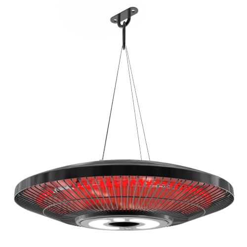 Electric Patio Heater Outdoor, ThermoMate 1500W Infrared Hanging Heater Ceiling Mounted with Chain, IP65 Waterproof Outdoor Heater for Porch, Gazebo, Balcony, Black