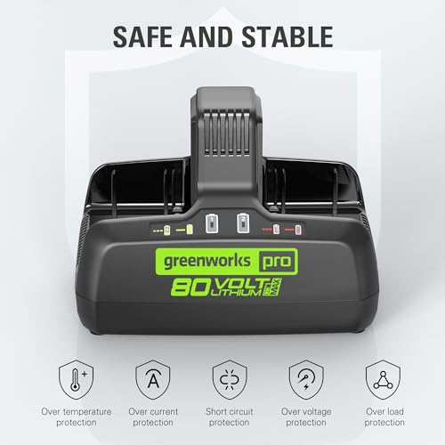 Greenworks PRO 80V 8A Dual Port Rapid Charger | Genuine Greenworks Battery Charger | Compatible Tools with 75+ 80V Tools by Greenworks - Used condition - Image 5