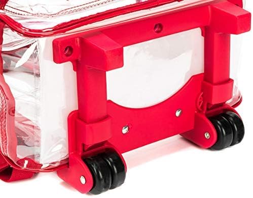 K-Cliffs Rolling Clear Backpack Heavy Duty Bookbag Quality See Through Workbag Travel Daypack Transparent School Book Bags w/Wheels Red - Image 7