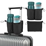 Luggage Travel Cup Holder Free Hand Drink Carrier Hold Two Coffee, Luggage Drink Holder for Suitcase for Most Flight Attendants, Business People, Travel Essentials(Black)