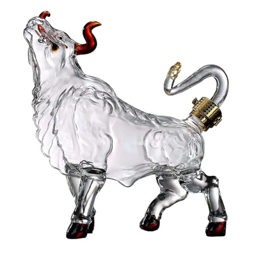 Qianly Animal Bull Wine Decanter Glass Liquid Decanter Dispenser Glass Bottle Him Men Housewarming Party Anniversary Drinks Holder