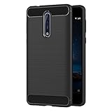 AICEK Funda Nokia 8, Negro Silicona Fundas para Nokia 8 Carcasa Nokia 8 Fibra de Carbono Funda Case (5,3 Pulgadas)