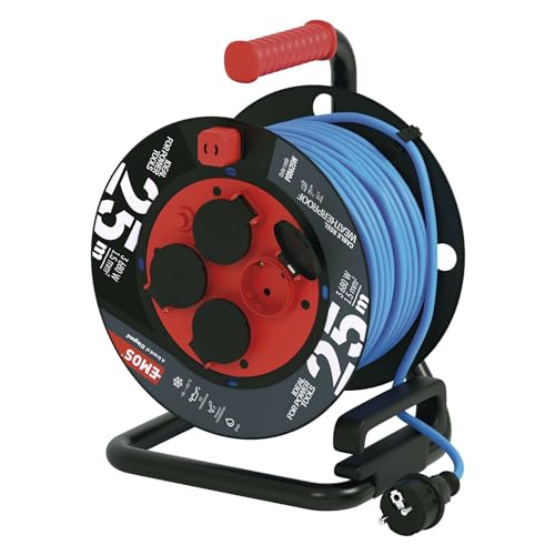 Carrete de cable de 25m EMOS de 1,5 mm2 impermeable con 4 enchufes Schuko IP44 2