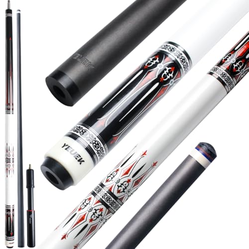 YEUEK YFEN Carbon Fiber Pool Cue Stick 11.5mm 12.5mm Low Deflection Pool Stick with Rare Wood Butt Balone Shell Inlaid Ring Professional Cue Stick with Extension