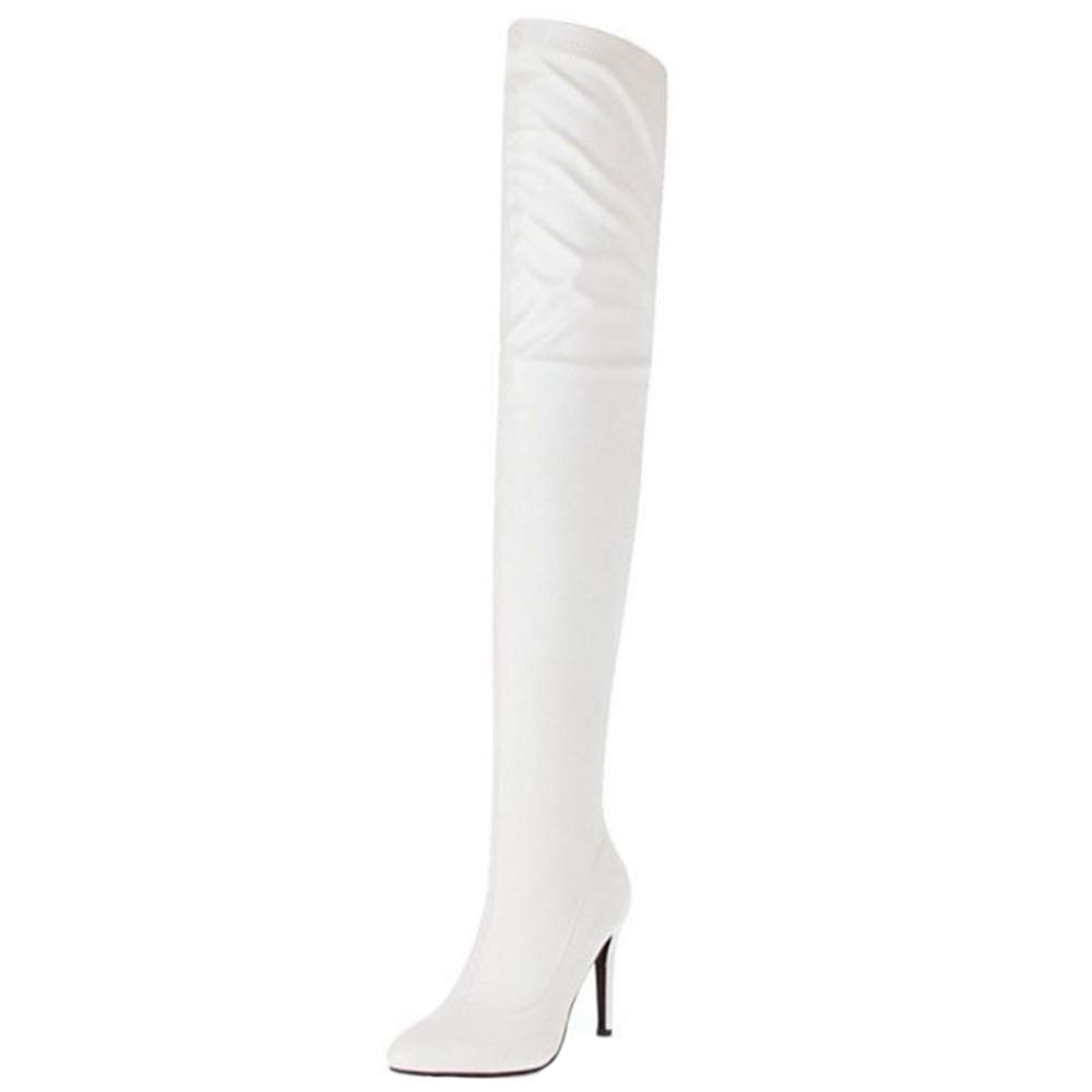 Onewus Sexy pour Femme Bout Pointu sur les Bottes au Genou avec Talons Aiguilles