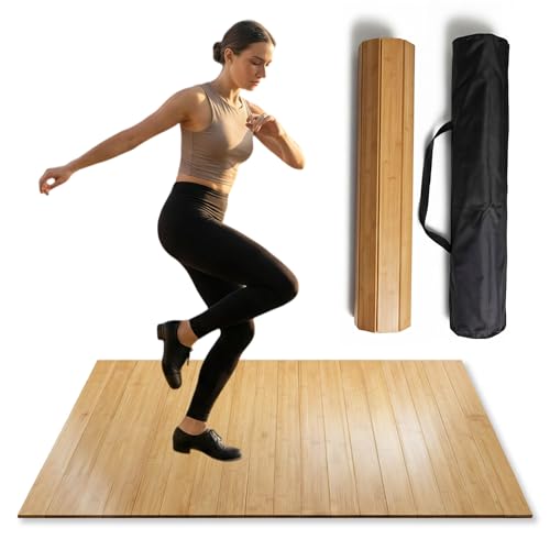 Glidemax Portable Bamboo Tap Dance Floor Mat - 48.2"x38.5" Large Reversible Practice Floor with Storage Bag, Non-Slip & Sound Enhanced for Home, Studio, Outdoor Use on Any Surface by GlideMax - Used condition - US$79.48