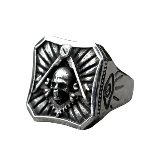 New Men's Rings Masonic Skull Ring Punk Biker Fashion Jewelry Gift Vintage