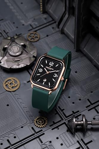 Image of Daniel Hechter Paris Gabrielle Collection Luxury Analog Watch for Women with Square Dial, Date Display and Silicone Strap