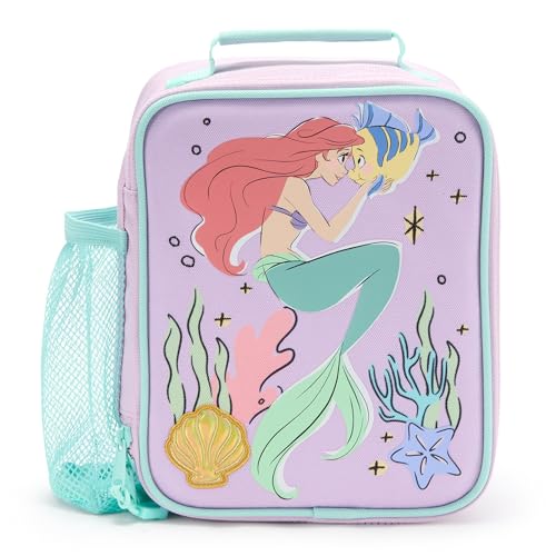 Disney Store Official The Little Mermaid Insulated Lunch Box For Kids With Side Mesh Pocket Water Resistant Design Backpack Attachment Snaps Interior Name Label Disney Screen Art Featuring Ariel