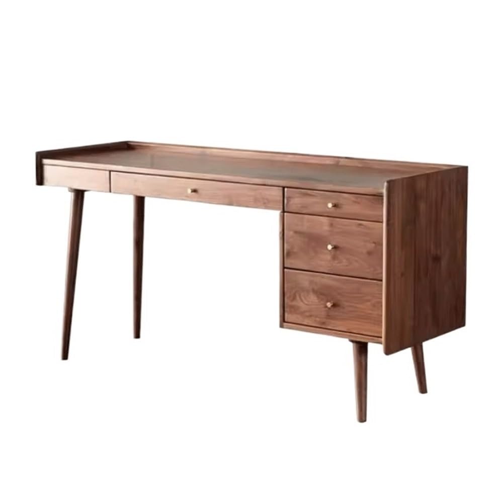 Table Bureau d'ordinateur portable en bois de noyer avec rangement(L)