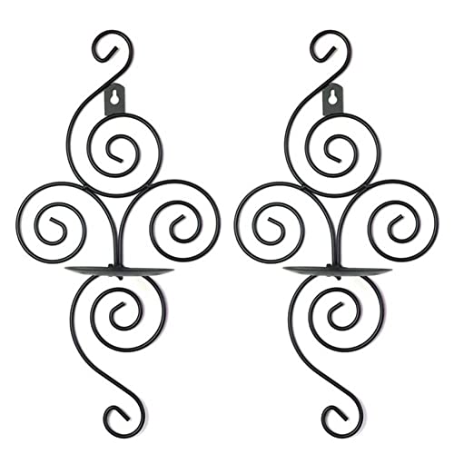 1pair Wall Sconces Candle Holder, Elegant Swirling Iron Hanging Wall Mounted Candle Sconce for Living Room Home Weddings Decorations