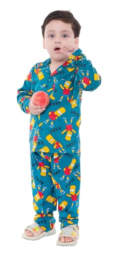 Image of TONY & JONY Summer Casual Wear Self Design Cartoons Printed Full Sleeve 100% Pure Cotton Kid's Top Bottom Set /Night Suit