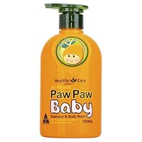 Healthy Care Natural Paw Paw Baby Shampoo & Body Wash - Organic Shampoo for Soft, Healthy Skin & Hair - All Natural Ingredients - 500 ml