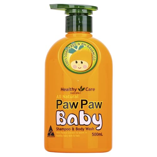 Healthy Care Natural Paw Paw Baby Shampoo & Body Wash - Organic Shampoo for Soft, Healthy Skin & Hair - All Natural Ingredients - 500 ml