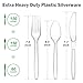 Dealusy 360 Count Extra Heavy Duty Clear Plastic Silverware, 150 Forks, 150 Spoons, 60 Knives, BPA-Free, Heat Resistant, Disposable Plastic Utensils Set, Plastic Cutlery Set, Plasticware Bulk