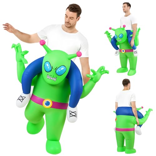 AYBUY Nadmuchiwany kostium kosmity, nadmuchiwany kostium dla dorosłych, zabawne zielone nadmuchiwane kostiumy kosmity dla dorosłych, karnawał, Halloween, zielony, cosplay na imprezy, Dorosły Obcy