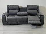 Hannah Electric Recliner 3+2 Sofa Set With Cupholders – 3+2 Seater – Soft Grey Micro Fabric – LED Lights & USB Ports (3 Seater)