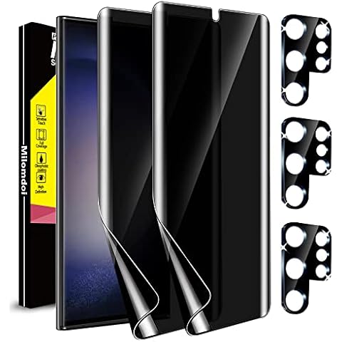 Milomdoi [2+3Pack For Samsung Galaxy S23 Ultra Privacy Screen Protector [Not Glass] Accessories 2 Pack Film Privacy Screen For Samsung S23 Ultra 5G With 3 Pack Tempered Glass camera lens protector Cover
