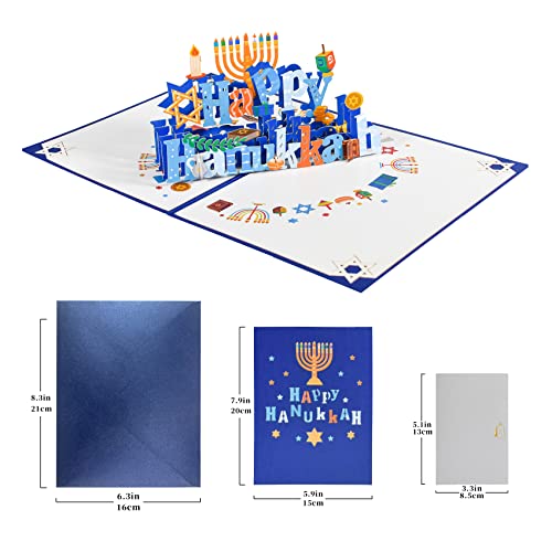 Greeting Art Hanukkah Greeting Cards, Happy Hanukkah Pop Up Card, 3D Greeting Card, Jewish Holiday Cards, Hanukkah Cards For Kids,7.87X5.9Inch #TOP3