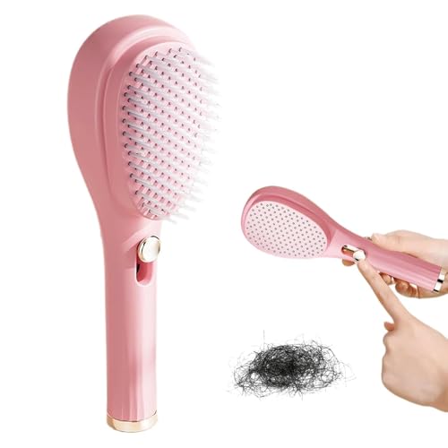 Image of Anti Static Massage Comb - One-Click Cleaning hair Comb and Brush, Massage Comb, Scalp Cleansing, hair Combs for Women and Men, Portable Telescopic Massage Comb (PINK)