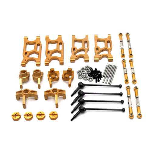 Rc Connecting Rod Tie Rod for LC for WLtoys 144010 144001 144002 124017 124016 124018 124019 Metal Drive Shaft Connecting Rods Set RC Car Parts Replacement Use(Yellow)