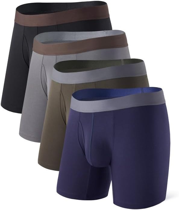 DAVID ARCHY Mens Boxer Briefs Rayon Made From Bamboo Breathable Soft Underwear Support Pouch Underwear for Men 4 Pack