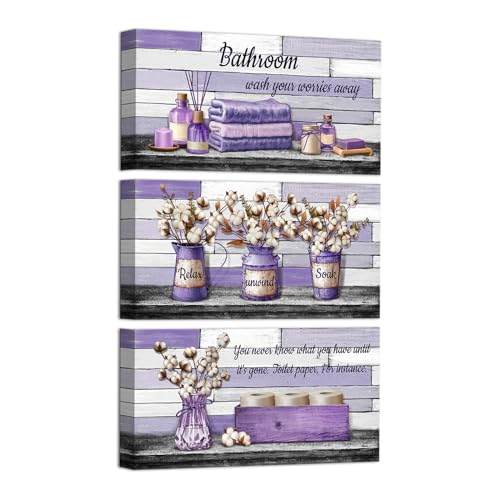 HOMEOART Bathroom Wall Decor Pictures Rustic Farmhouse Decoration (Purple) by HOMEOART - Used condition - US$31.23