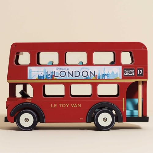 Le Toy Van TV469 Cars & Construction Double Decker Wooden Role Play Suitable for Girls and Boys Toys London Bus - Image 2