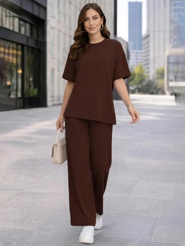 Image of TYSORT Women Casual Summer co ords Set Track Suit Oversized Top Baggy Pant,Top and Pajama Set