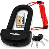 KOHLBURG sicheres Motorradschloss - Bremsscheibenschloss mit höchster Sicherheitsstufe 15plus von 15 - Hinterradschloss 16mm stark - Diebstahlsicherung für Motorrad Moped Vespa Roller & Scooter