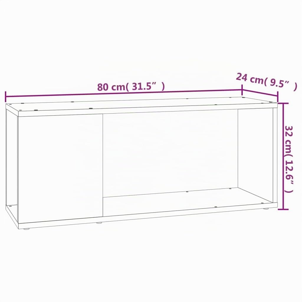 vidaXL TV Schrank mit Stauraum Lowboard TV Möbel Tisch Board Sideboard Fernsehtisch Fernsehschrank HiFi-Schrank Weiß 80x24x32cm Holzwerkstoff