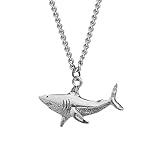 MOKAVIKY 25 Minimalist Animal Silver Shark Pendant Necklace for Women Cute Dainty Animal Fish Pendant Necklace (Big Silver)