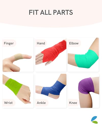 Image of FriCARE Self Adhesive Bandage Wrap, Medical Tape in First Aid Kit | Elastic Cohesive Bandages for Sports /Vet /Wrist Ankle Wounds, 2 Inches X 5 Yards, Latex-free 6 Rolls, Mystic Twilight