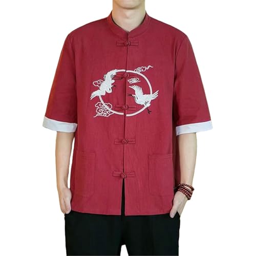 Chemise manches courtes Hanfu traditionnel homme brodé vintage