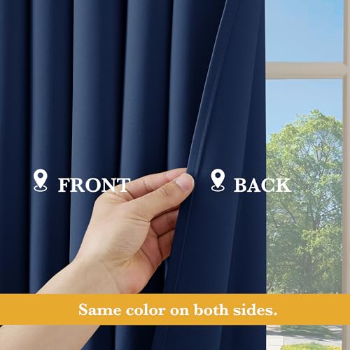 Image of RYB HOME Blackout Thermal Insulated Curtains, Portable Curtain for Sliding Glass Door /Storage /Space Room Divider, Large Window Treatment Room Divider Panel, W80 x L84, Navy Blue, 1 Panel