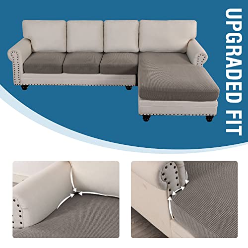 H.versailtex Sectional Couch Covers 4 Pieces Sofa Seat Cushion Covers L Shape Separate Cushion Couch Chaise Cover For Both Left/Right Sectional Couch (Xl Sofa 3 Seater + 1 Chaise, Taupe) #TOP5