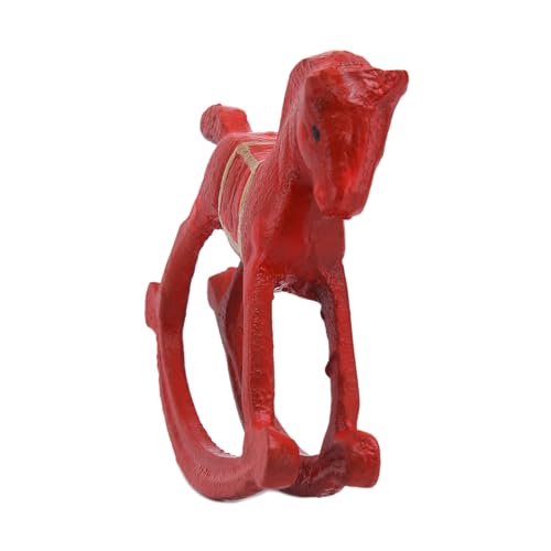 Estatua caballo mecedor de hierro fundido 6.3 pulgadas rojo miniatura 4