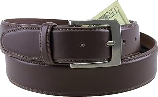 Mens Deerfield Leather Money Belt Travel Zipper Pocket