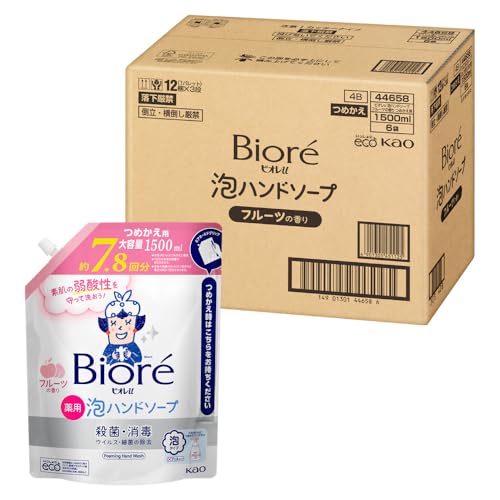 【ケース販売】ビオレｕ 泡ハンドソープ フルーツ つめかえ用 1.5Ｌ×６個【医薬部外品】